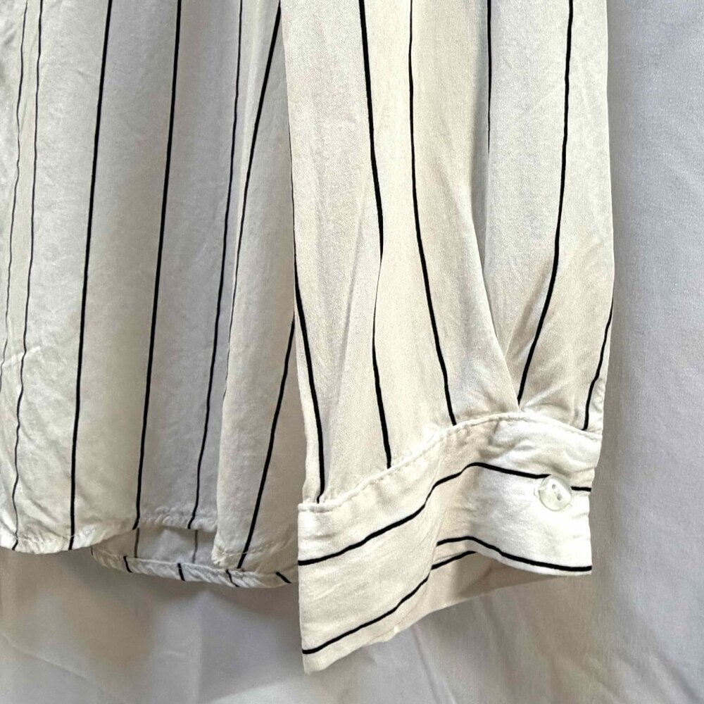 Melissa Nepton Black & White Striped Long Sleeve Blouse Sz LG - Picture 3 of 8